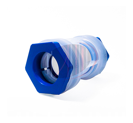 1.25″ Push-2-Connect Coupler, Clear w/ Blue