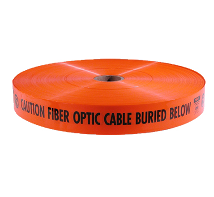 3.00″ x 6000′ Roll, Terra Tape, Standard 4.0 MIL, Orange w/Black Imprint of “CAUTION FIBER OPTIC CABLE BURIED BELOW” Warning Tape