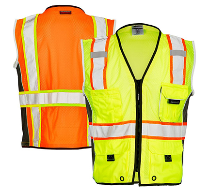 Hi Vis Safety Onyx Series Enhanced Visibility Ripstop Surveyors Safety Vest, XL