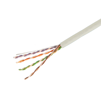 CAT 6 Plenum Rated 23 AWG 4 Pair Unsheilded Solid Bare Copper Cable, White