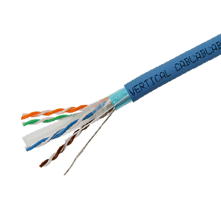 CAT 6 Riser Rated 24 AWG 4 Pair Sheilded Solid Bare Copper Cable, Blue
