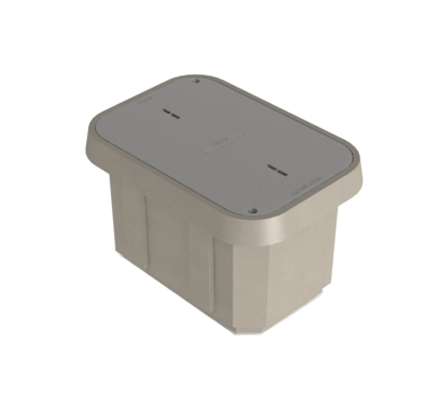 24″ x 36″ x 24″ Polymer Concrete Handhole Assembly, Tier 22, Fiber Optic Logo